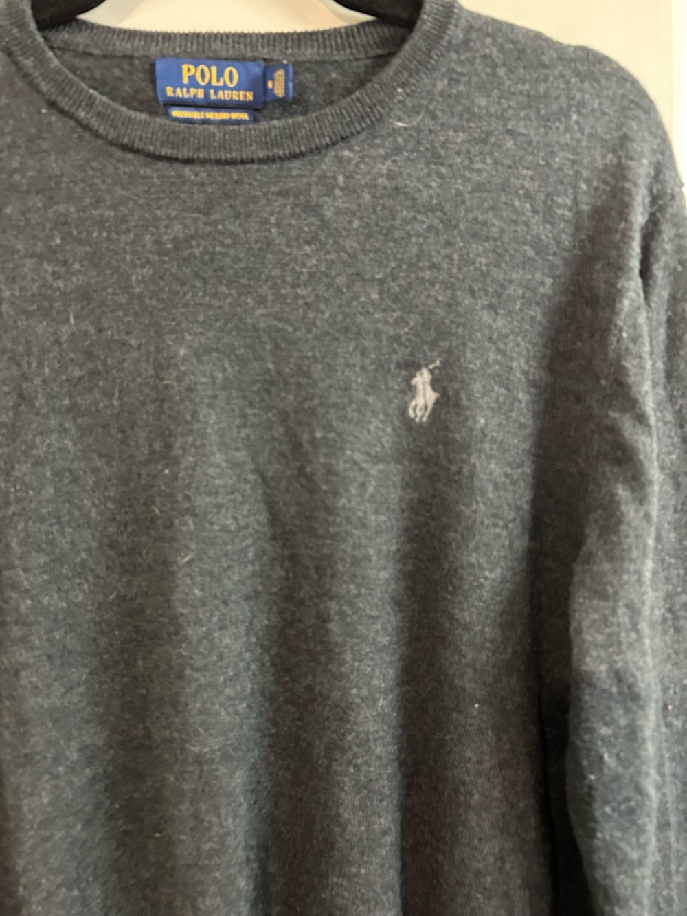 Polo by Ralph Lauren Crewneck Washable Merino Wool Sweater - Charcoal Gray - Picture 2 of 5